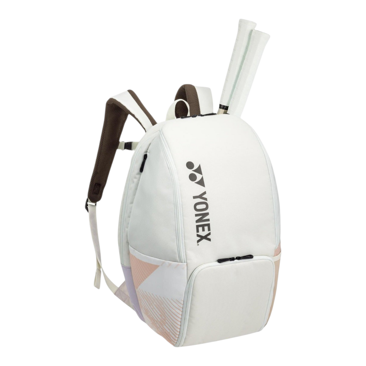 Mochila Radach Sports Yonex Pro color beige arena con capacidad para dos raquetas y diseño ergonómico