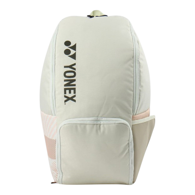 Mochila Radach Sports Yonex Pro color beige arena con capacidad para dos raquetas y diseño ergonómico