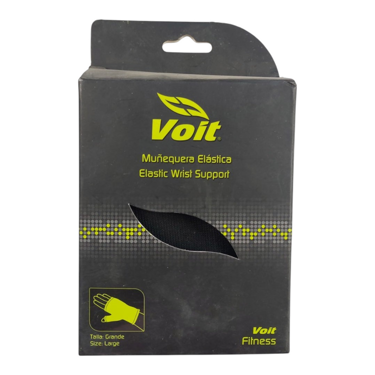 Empaque de muñequera elástica Voit talla grande en color negro, soporte deportivo de Radach Sports para palma y pulgar