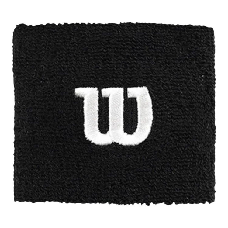 Muñequera deportiva Radach Sports Wilson negra de algodón absorbente con logotipo bordado en blanco