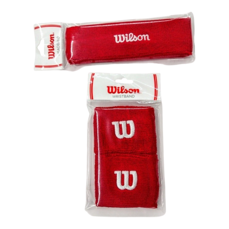 Pack Radach Sports de muñequeras y bandana Wilson rojas absorbentes en empaque original