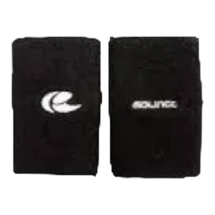 Pack de 2 muñequeras deportivas largas negras Radach Sports con logotipo de Solinco y texto bordado
