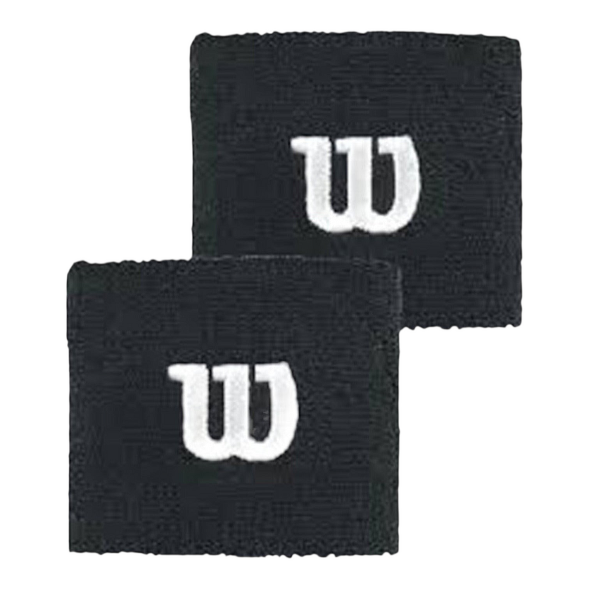 Par de muñequeras deportivas negras Wilson de algodón absorbente con logotipo bordado, vendidas en Radach Sports