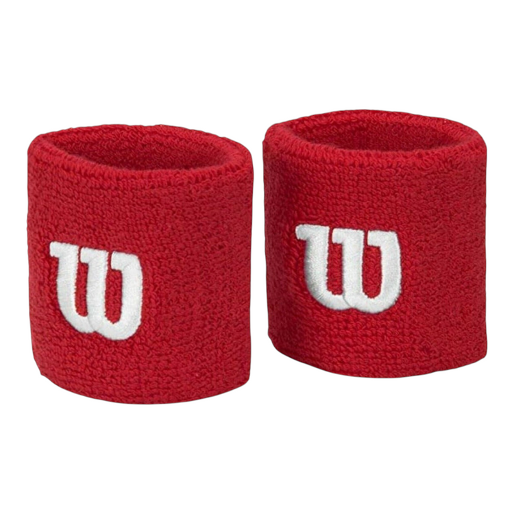 Par de muñequeras deportivas Radach Sports Wilson rojas de algodón absorbente con logotipo bordado