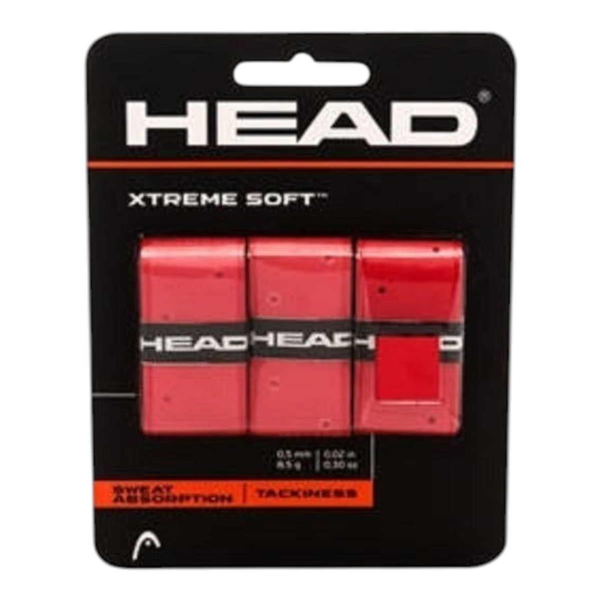 Paquete de 3 overgrips Radach Sports Head Xtreme Soft rojos perforados para mayor absorción y agarre en raquetas