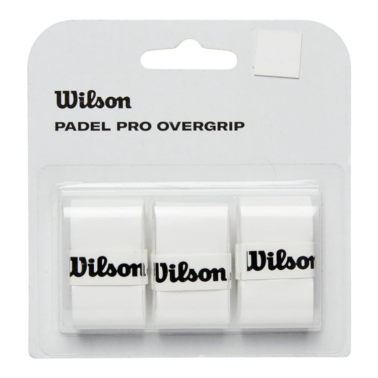 Pack de 3 overgrips blancos Wilson Pro para pala de pádel en su empaque original de Radach Sports