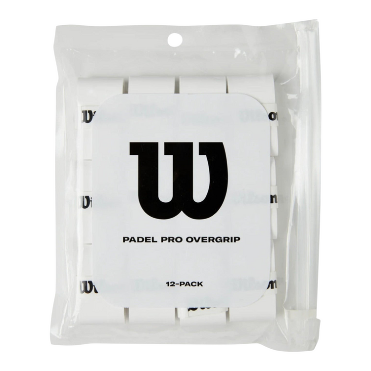 Pack de 12 overgrips blancos Wilson Padel Pro en su empaque original de Radach Sports para mayor agarre y comodidad