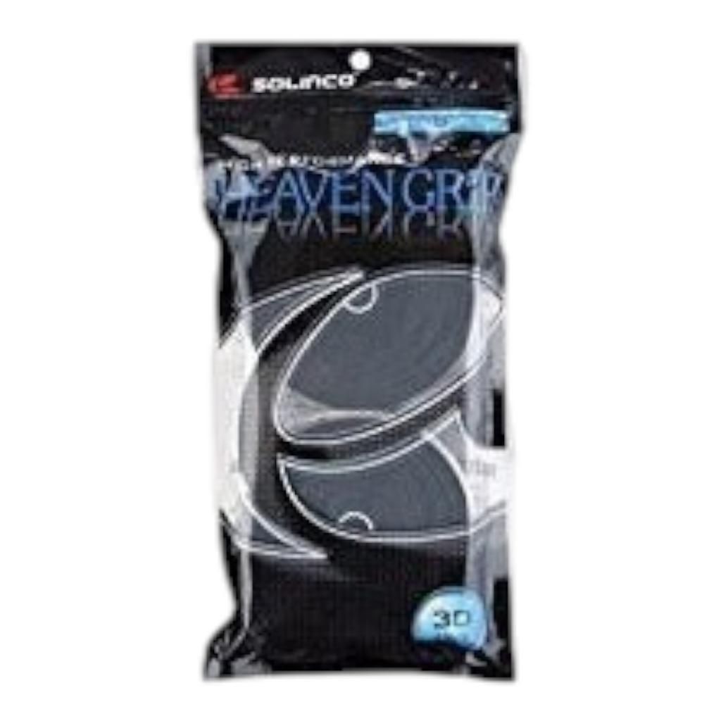 Pack de 30 overgrips negros Solinco Heaven de poliuretano acolchado de alto rendimiento de Radach Sports