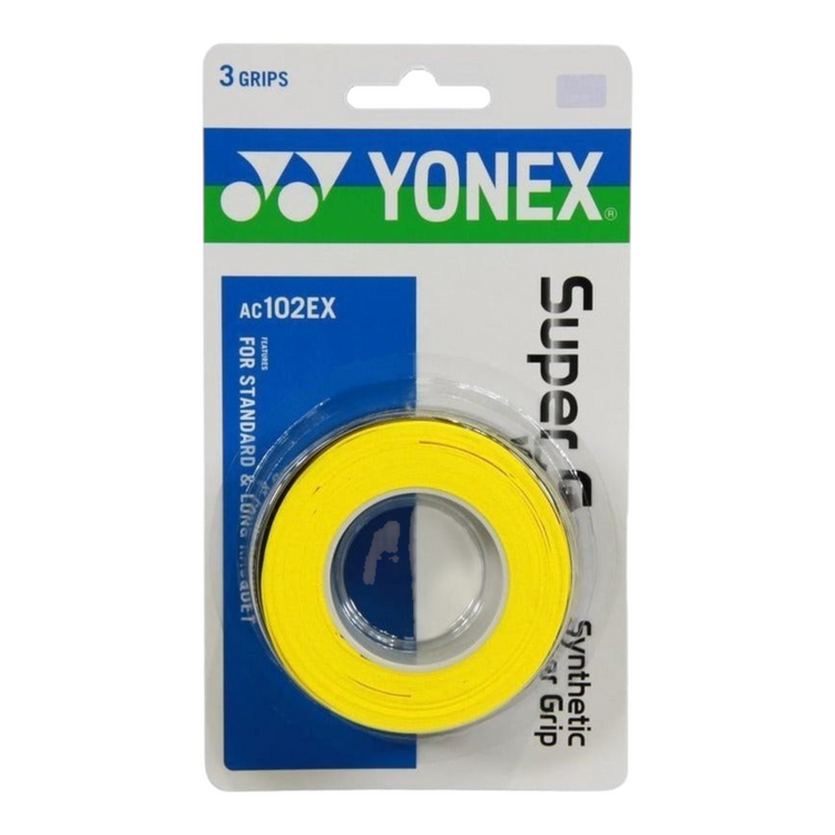 Paquete de 3 overgrips amarillos Yonex Super Grap para raqueta de Radach Sports con alta absorción y adherencia