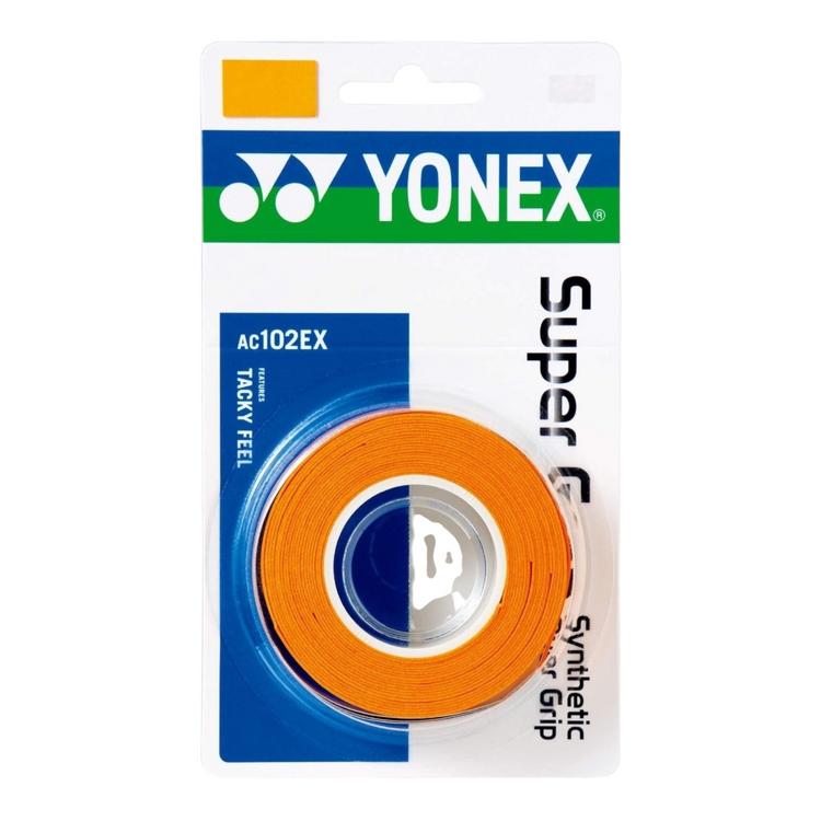 Pack de 3 overgrips naranjas Yonex Super Grap de Radach Sports con tacto adherente para raquetas