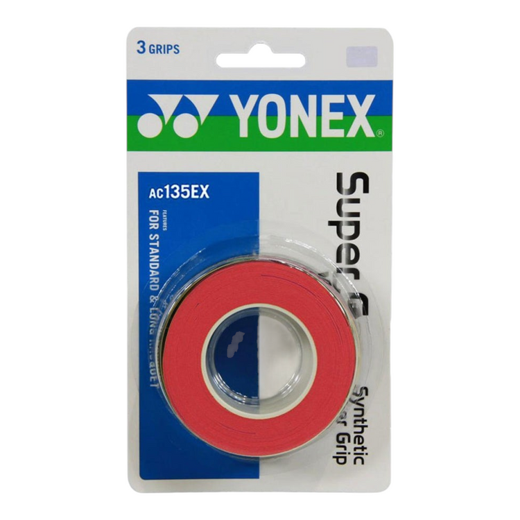Paquete de 3 overgrips Yonex Super Grap color rojo vino para raquetas de tenis, marca Radach Sports