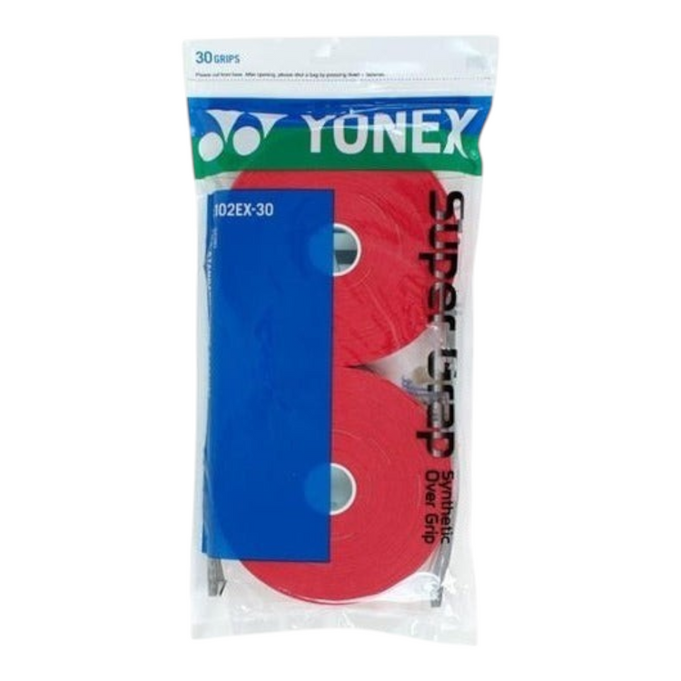 Paquete de 30 overgrips rojos Yonex Super Grap de Radach Sports para raquetas de tenis con alta absorción