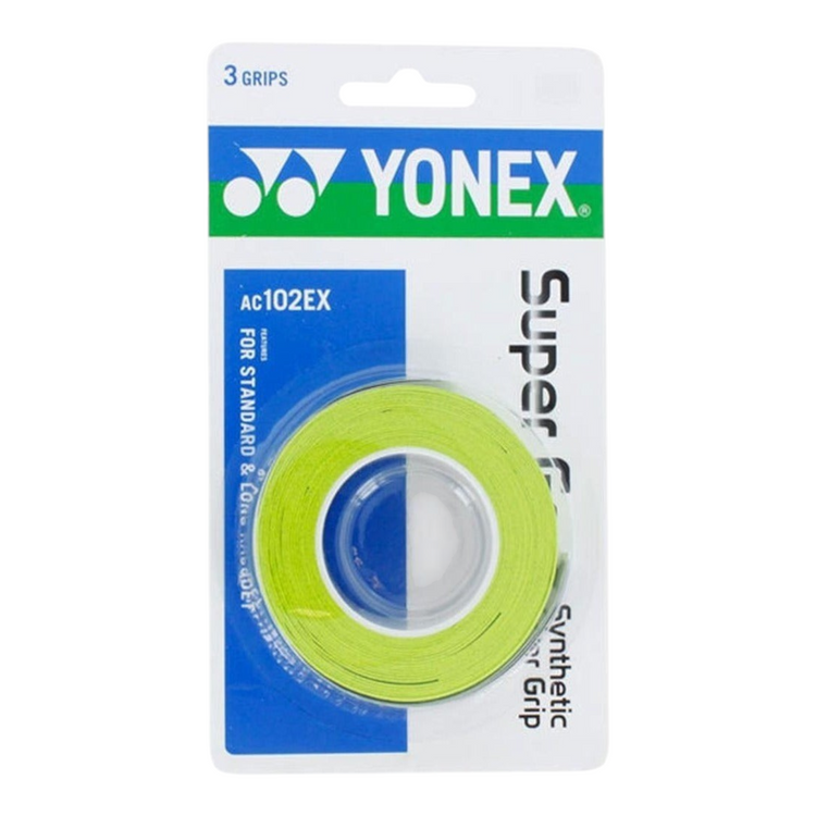 Paquete de 3 overgrips Yonex Super Grap en color verde lima para raquetas de Radach Sports
