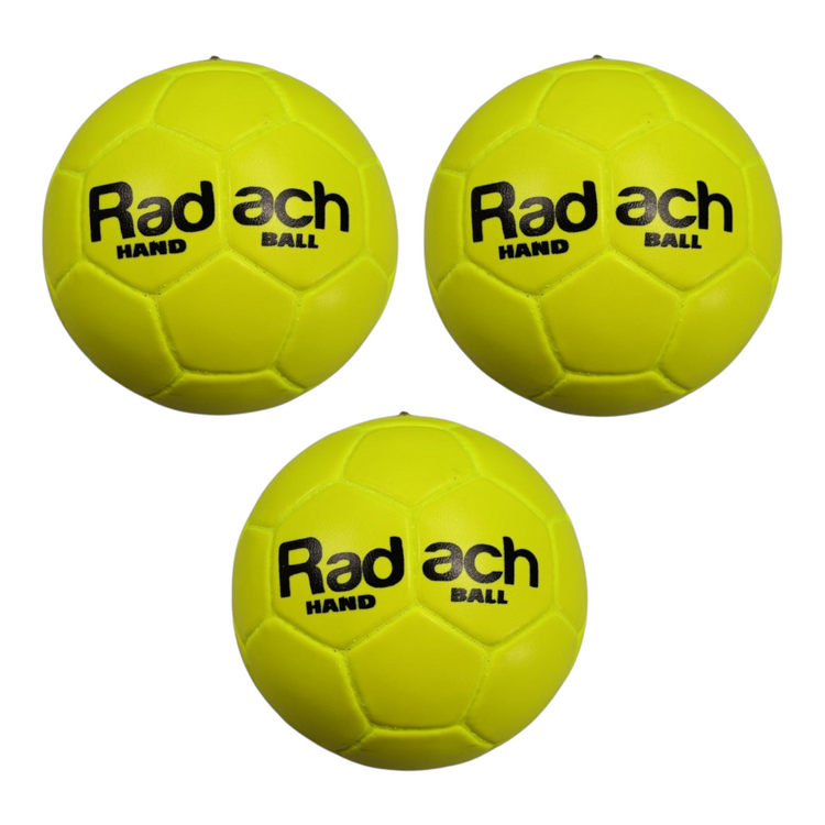 Pack de 3 balones de handball Radach Sports tamaño oficial número 3 en color amarillo fosforescente de vinil