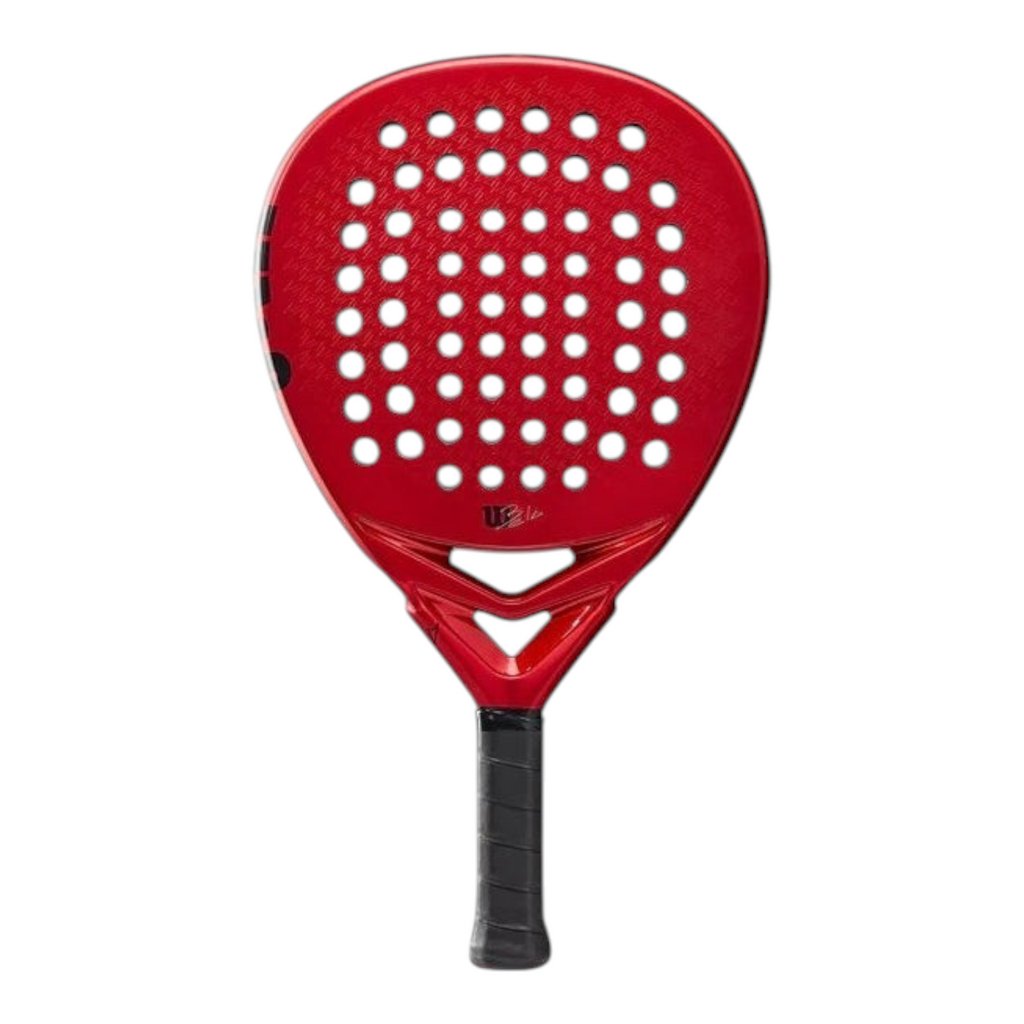 Pala de pádel Radach Sports Wilson Bela Elite V2 en color rojo metálico con diseño de diamante y textura SpinEffect