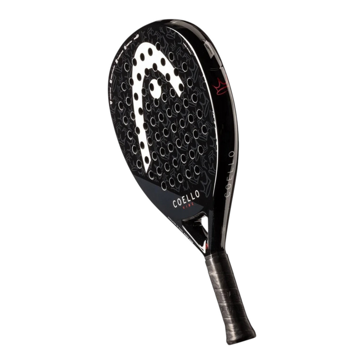 Pala de pádel Radach Sports Head Arturo Coello Vibe 2025 en color negro con forma de lágrima y diseño profesional.