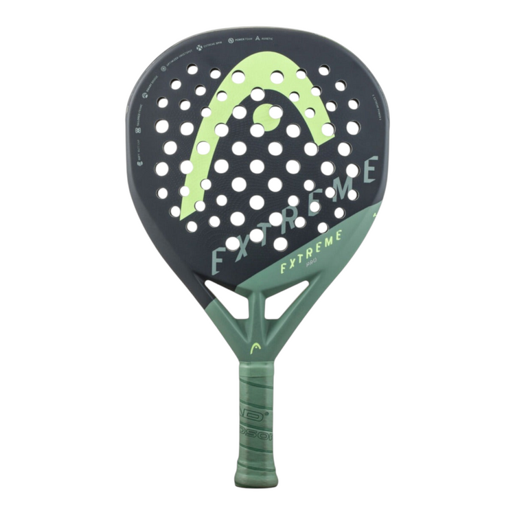 Pala de padel Radach Sports Head Extreme Pro en forma de diamante con diseño verde y negro para jugadores avanzados
