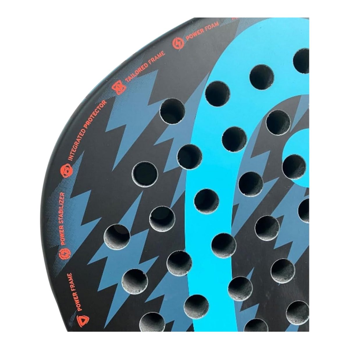 Detalle de la pala de padel Radach Sports Head Flash Pro 2022 en color azul y negro con tecnologia Power Foam