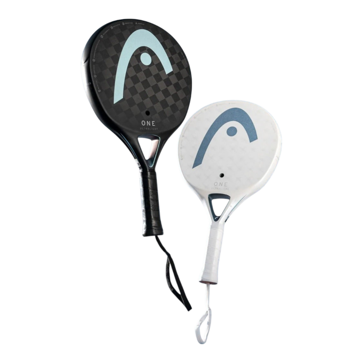 Palas de pádel Radach Sports Head One Ultralight en colores blanco y negro con diseño redondo y carbono 12K