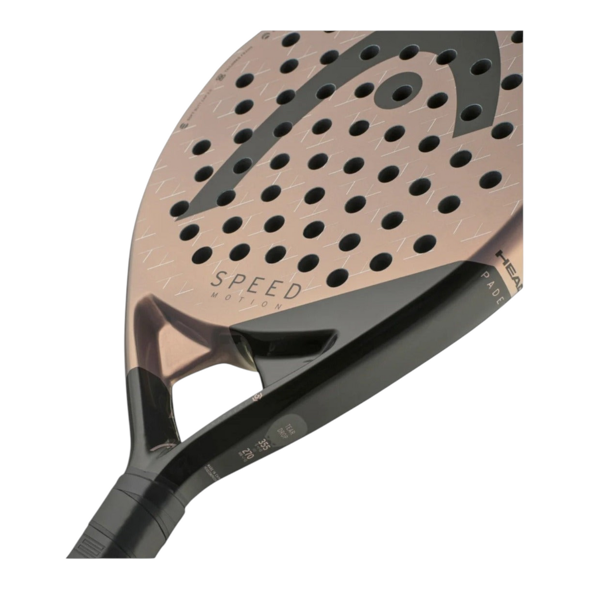 Pala de pádel Radach Sports Head Speed Motion 2025 en color cobre y negro con diseño híbrido de fibra