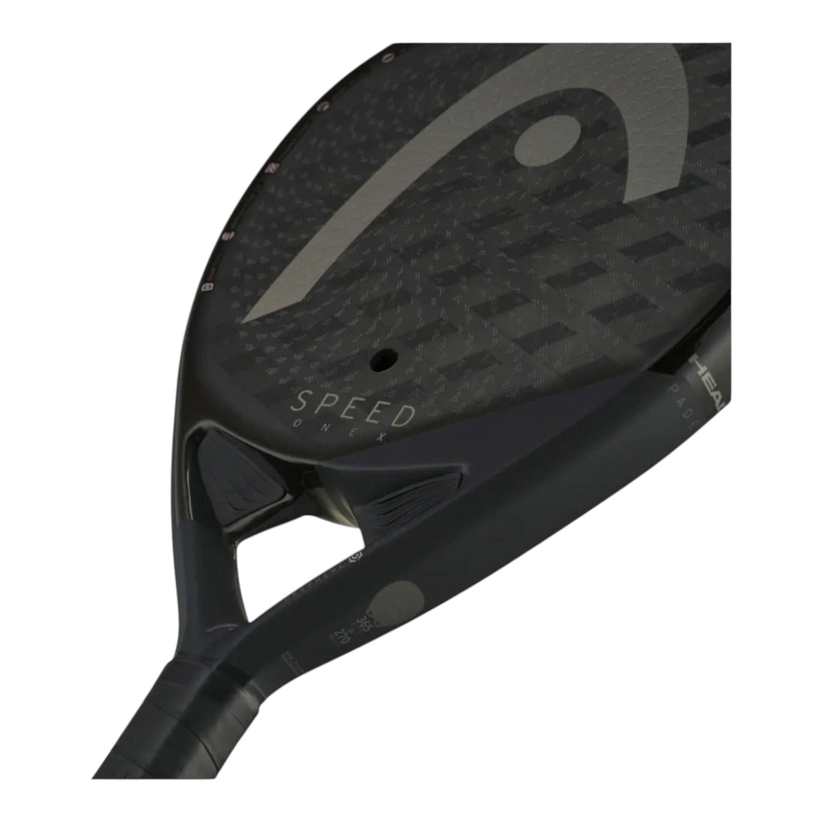 Pala de pádel Radach Sports Head Speed One X en color negro con diseño geométrico y acabado mate