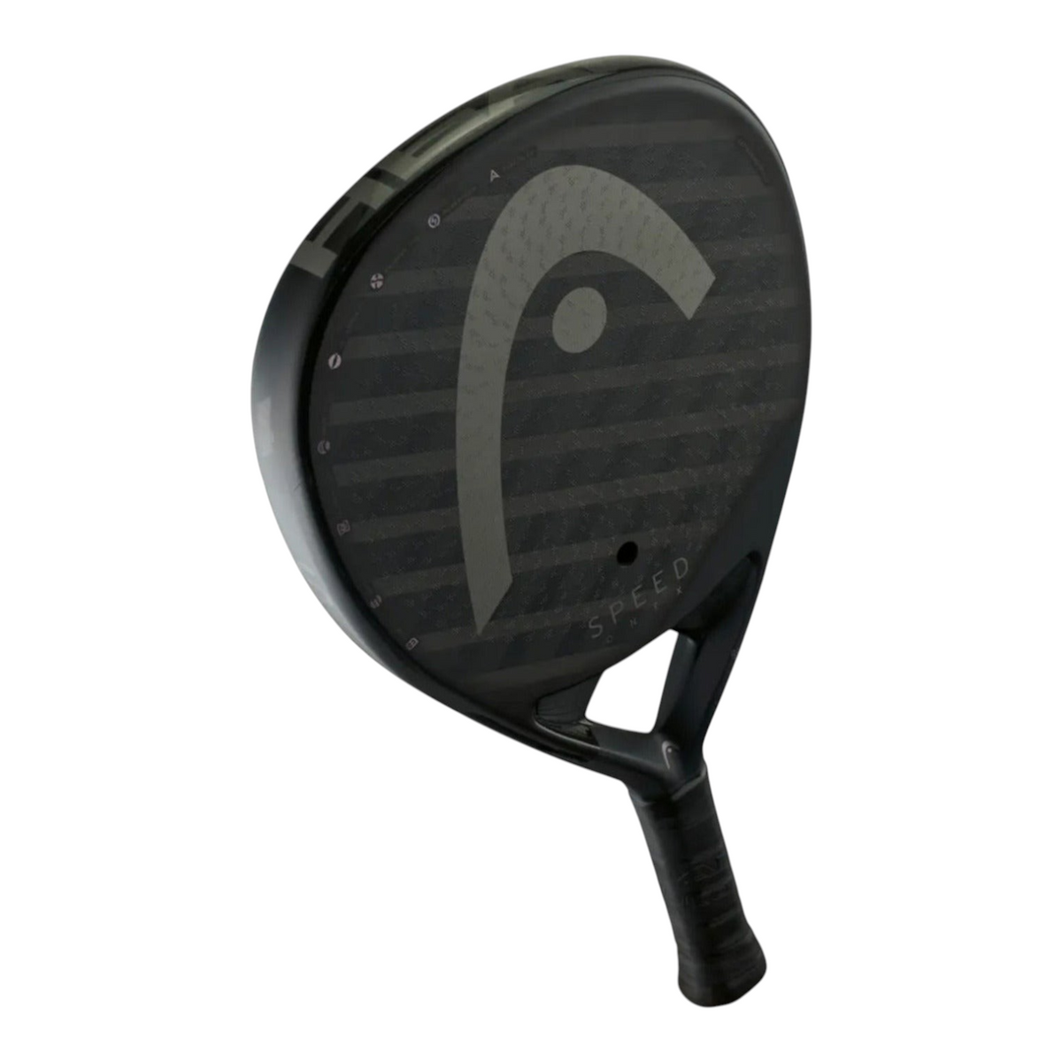 Pala de pádel Head Speed One X de color negro con diseño de rayas horizontales y logo de Radach Sports