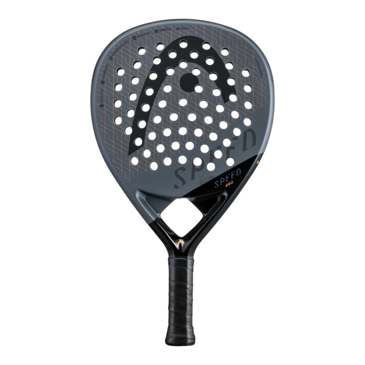 Pala de padel Radach Sports Head Speed Pro en gris con detalles en cobre, forma de lagrima y acabado mate brillante