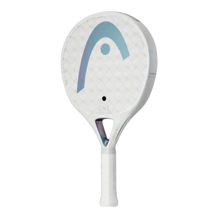 Pala de pádel Radach Sports Head One Ultralight blanca de 300g con superficie de carbono 12K y diseño redondo