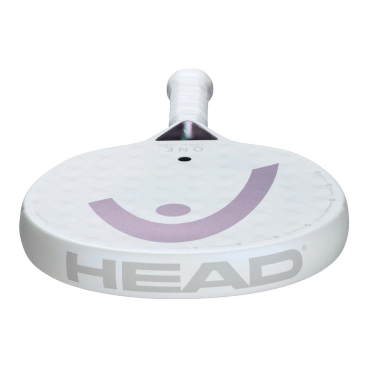 Pala de pádel Radach Sports Head One Ultralight blanca de 300g con forma redonda y superficie de carbono 12K