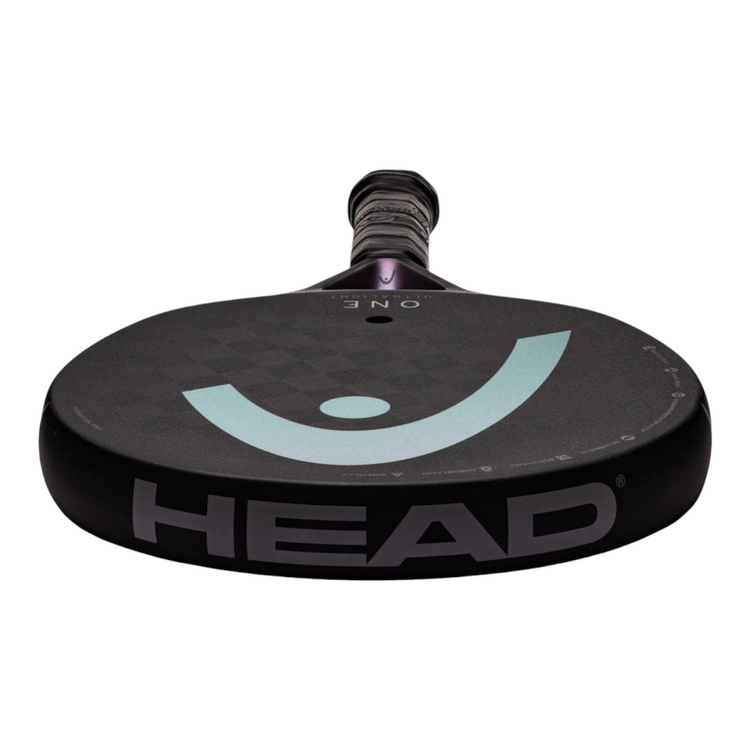 Pala de pádel Radach Sports Head One Ultralight negra de 300 gramos con forma redonda y superficie de carbono 12K