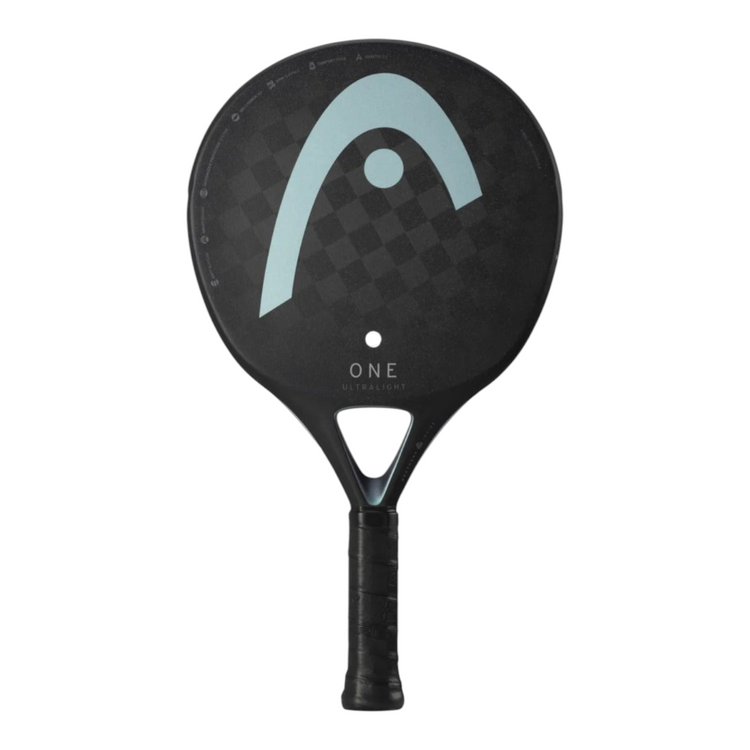 Pala de pádel Radach Sports Head One Ultralight negra de 300g con forma redonda y superficie de carbono 12K