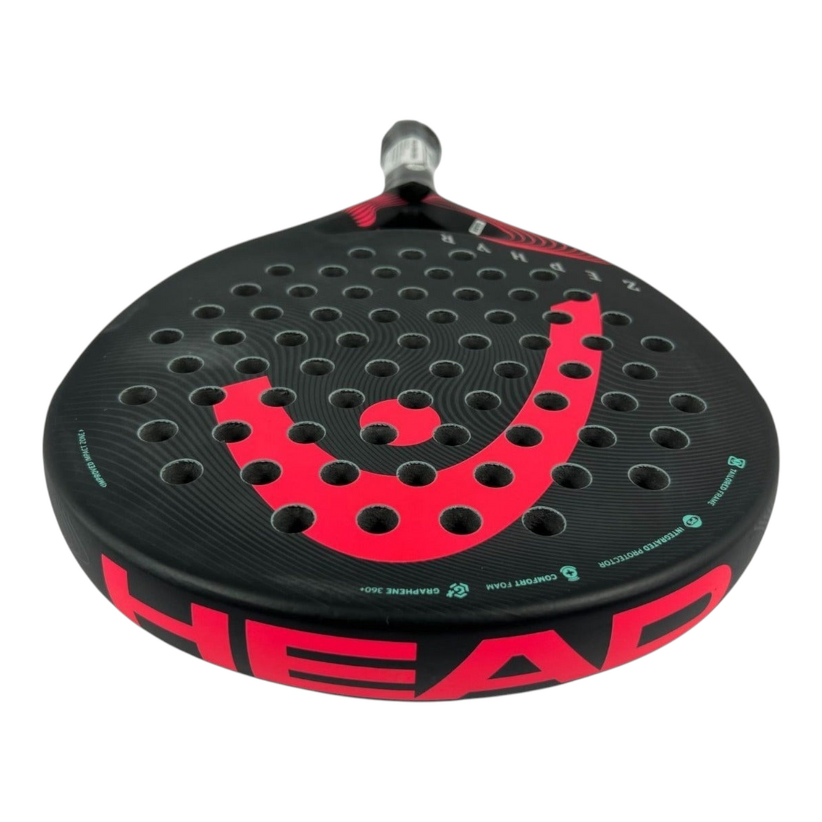 Pala de pádel Radach Sports Head Zephyr 2023 redonda en color negro y rosa con tecnología Graphene 360+