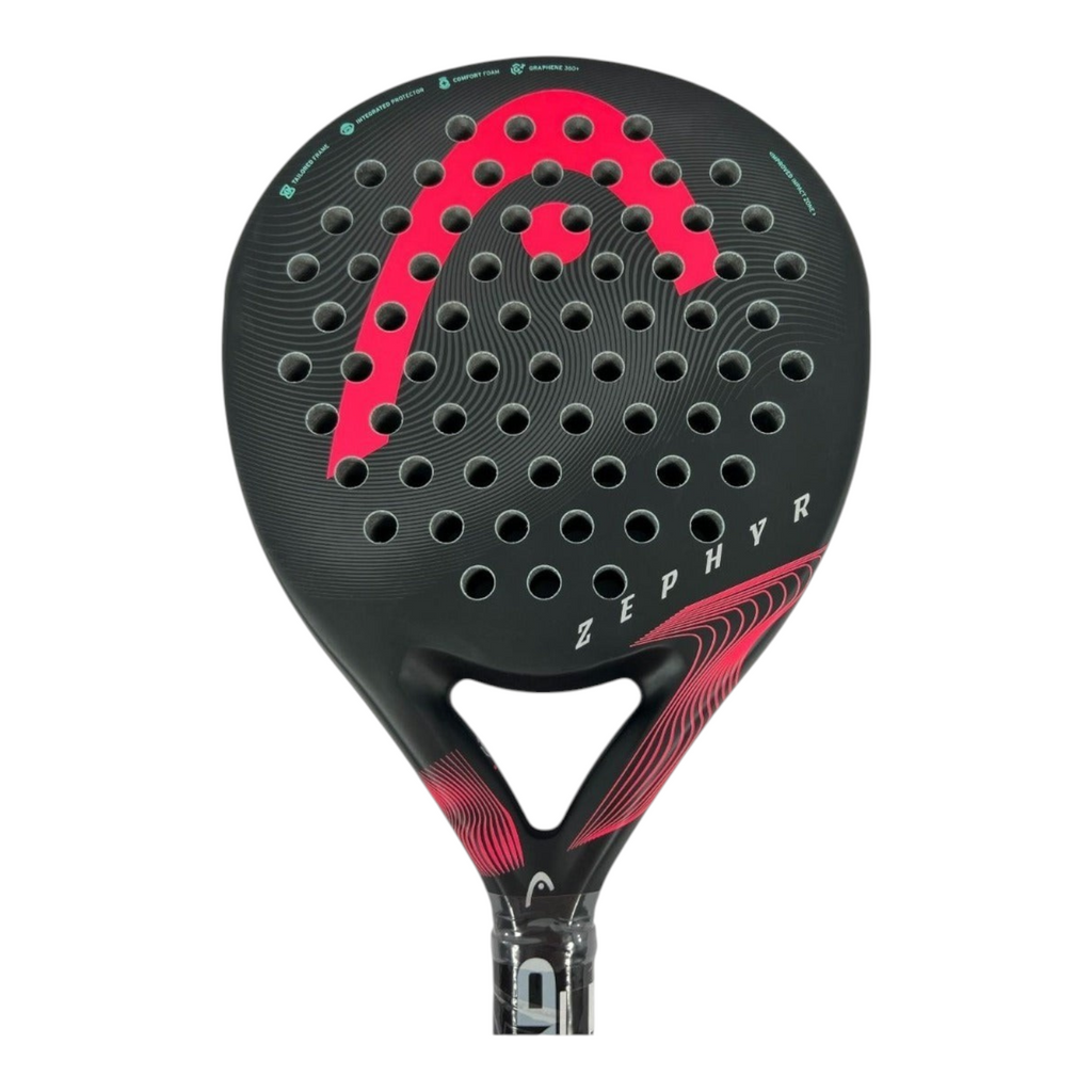 Pala de pádel Radach Sports Head Zephyr 2023 redonda en color negro y rosa con tecnología Graphene 360+