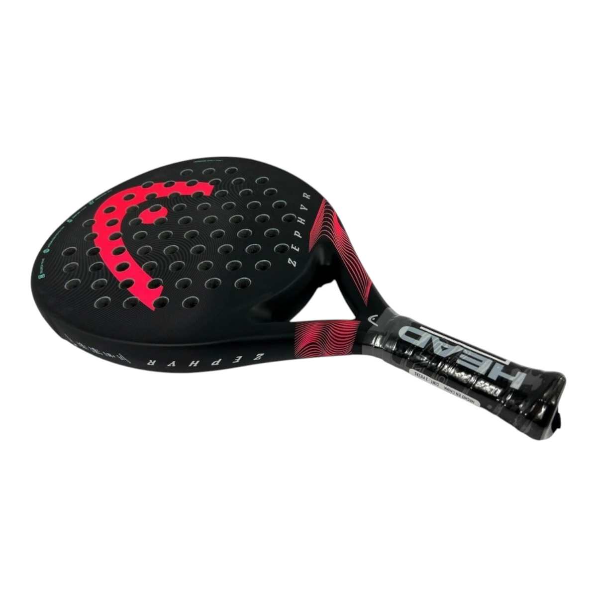 Pala de pádel Radach Sports Head Zephyr 2023 redonda en color negro y rosa con tecnología Graphene 360+