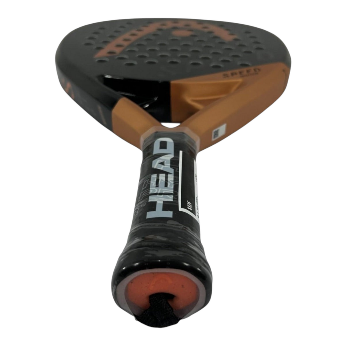 Pala de padel Radach Sports Head Speed Motion 2023 en forma de lagrima, color negro y cobre con detalles modernos.