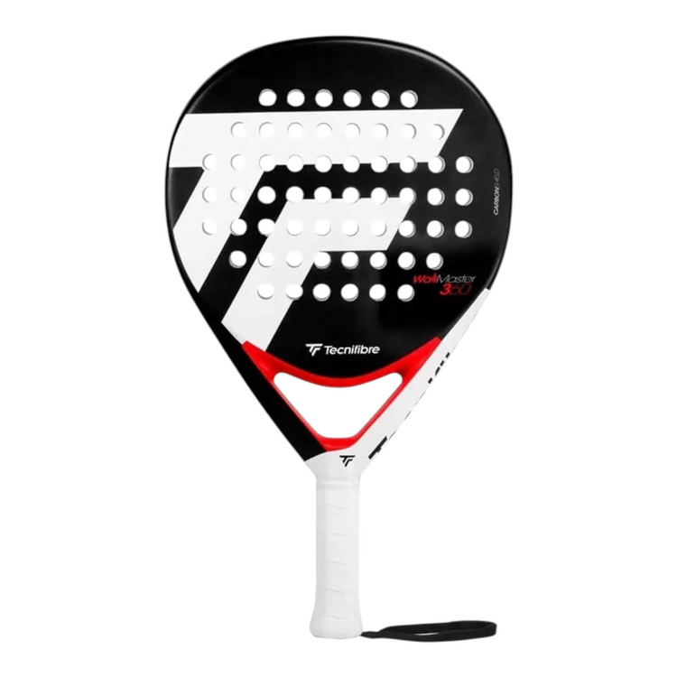 Pala de padel Radach Sports Tecnifibre Wall Master 360 redonda con nucleo de Eva y diseno en negro, blanco y rojo