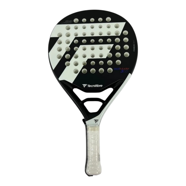 Pala de padel Radach Sports Tecnifibre Wall Master 365 redonda de carbono con acabado negro y blanco