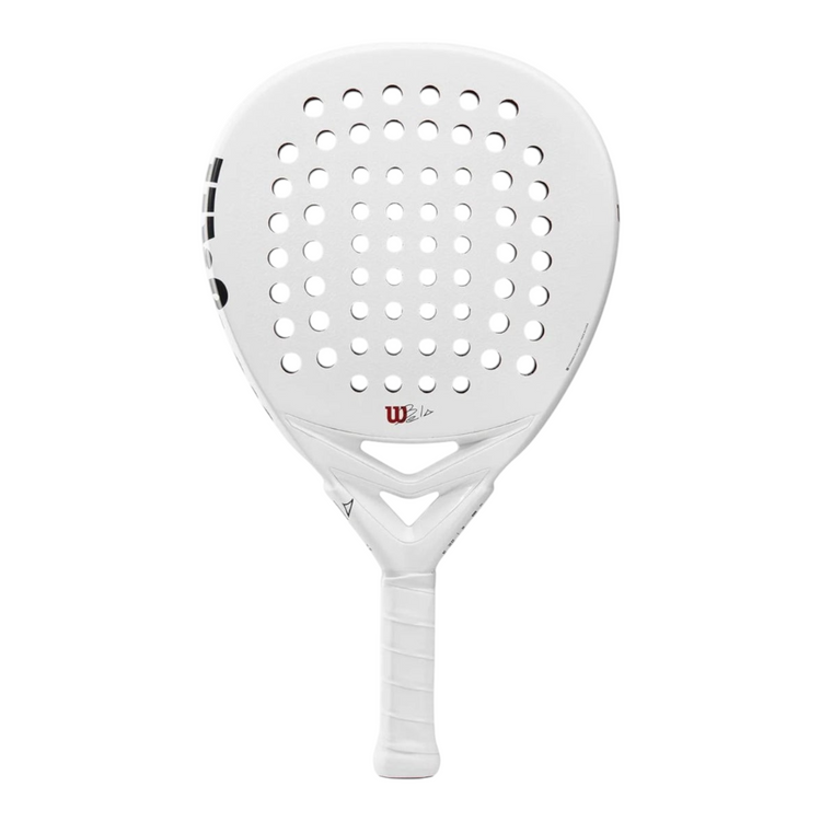 Pala de pádel Wilson Bela Lt V2 de Radach Sports en color blanco con forma de diamante para jugadores avanzados