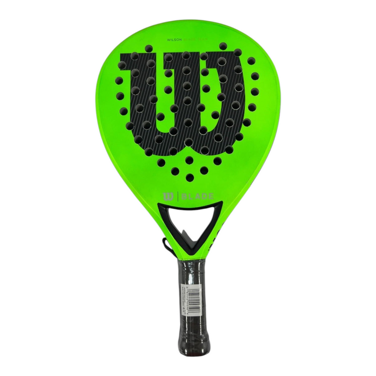 Pala de pádel Radach Sports Wilson Blade Team V2 en color verde brillante con tecnología de fibra de vidrio
