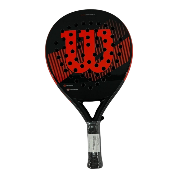 Pala de pádel Radach Sports Wilson Pro Staff Elite V2 redonda en color negro y rojo con superficie texturizada