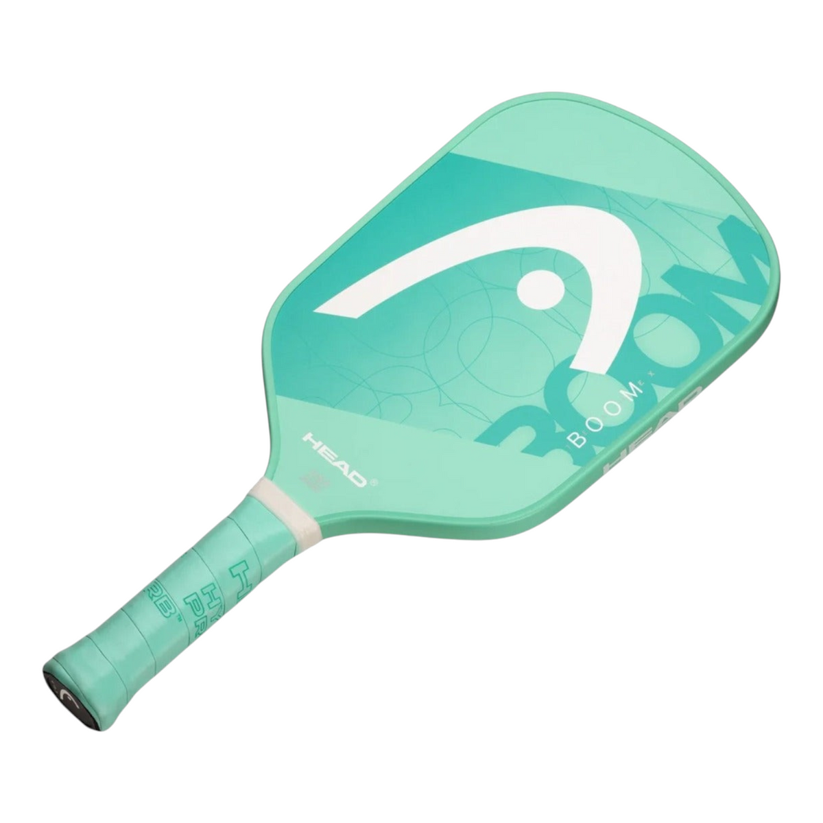 Pala de pickleball Radach Sports Head Boom Team Ex en color menta con superficie de fibra de vidrio y perfil de 13mm