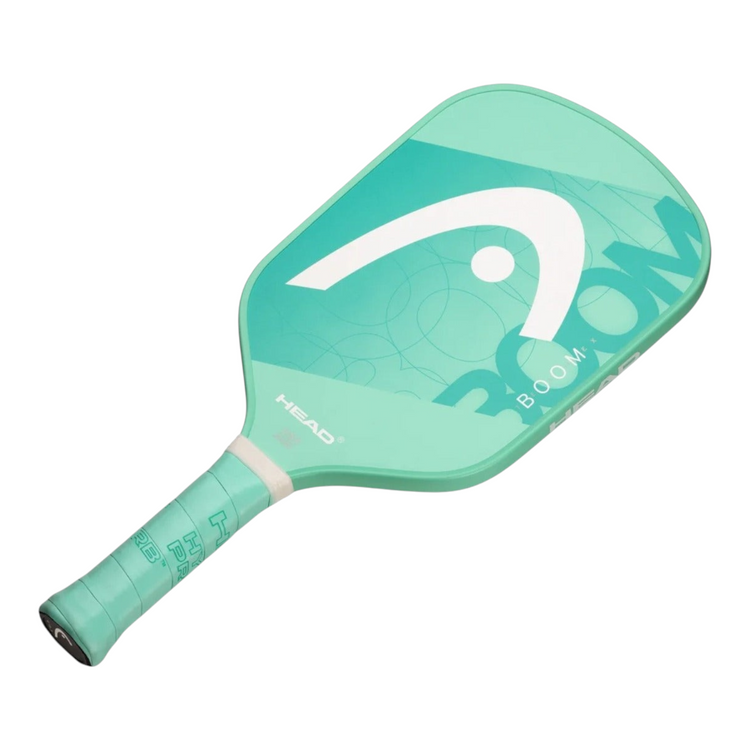 Pala de pickleball Radach Sports Head Boom Team Ex en color menta con superficie de fibra de vidrio y perfil de 13mm