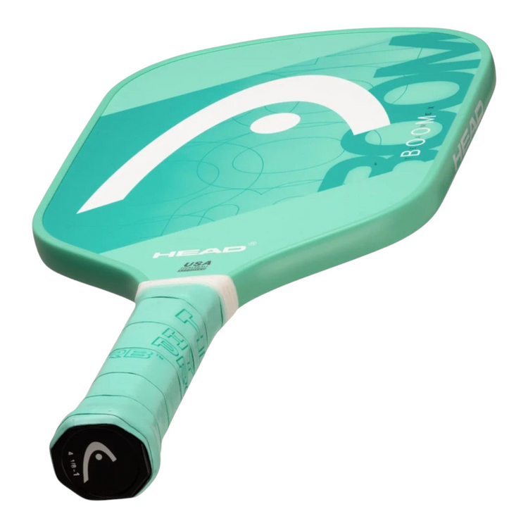 Pala de pickleball Radach Sports Head Boom Team Ex en color menta con superficie de fibra de vidrio y mango ergonómico
