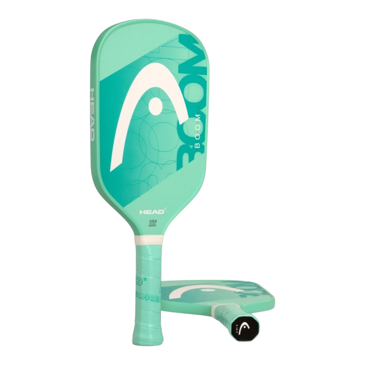 Pala de pickleball Radach Sports Head Boom Team Ex en color menta con superficie de fibra de vidrio y perfil de 13 mm