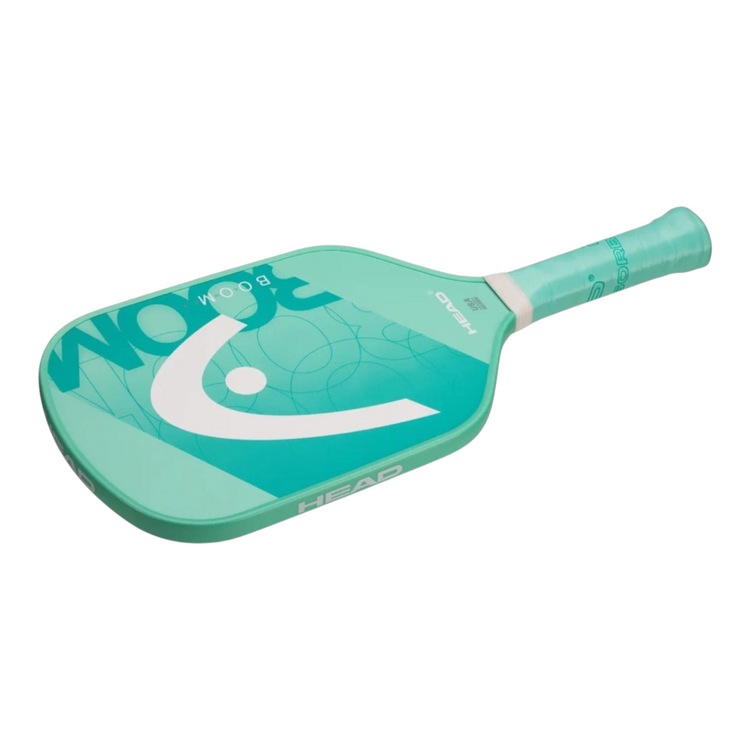 Pala de pickleball Radach Sports Head Boom Team Ex en color menta con superficie de fibra de vidrio y perfil de 13 mm