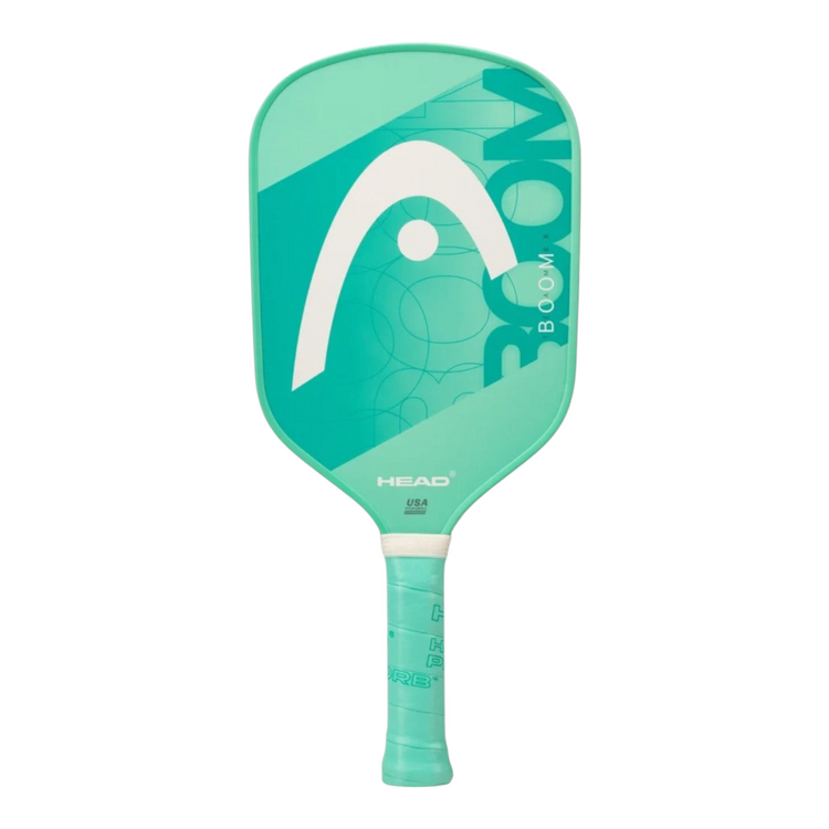 Pala de pickleball Radach Sports Head Boom Team Ex en color menta con superficie de fibra de vidrio y diseño moderno