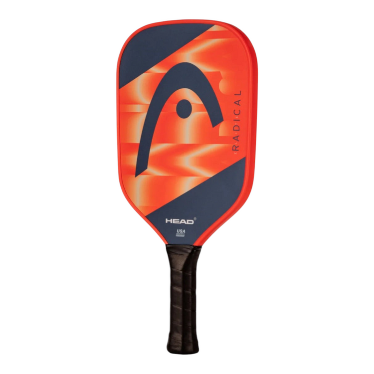 Pala de pickleball Radach Sports Head Radical Elite 2024 con superficie de fibra de vidrio en tonos naranja y azul