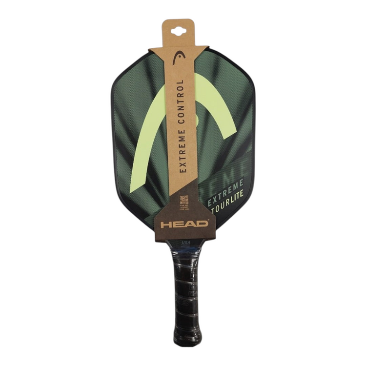 Pala de pickleball Radach Sports Head Xtreme Tour Lite en color verde oscuro con detalles en amarillo lima