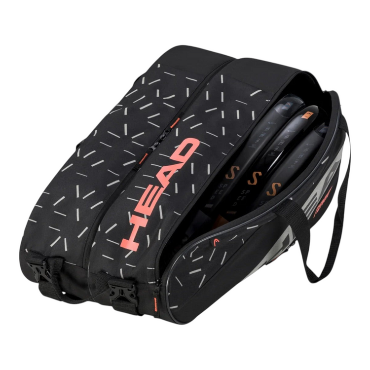 Paletero Radach Sports Head Tour Team Monstercombi negro y naranja con compartimentos para raquetas de pádel