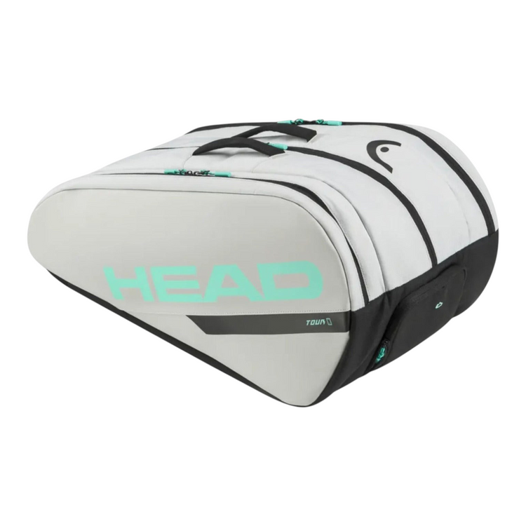 Paletero Radach Sports Head Tour en color gris y negro con detalles en verde menta para equipo de pádel